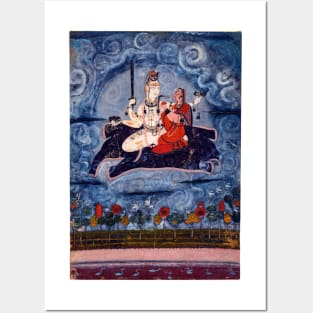 Shiva and Devi on the Elephant Demon Gajasura's Hide 17th Century Posters and Art